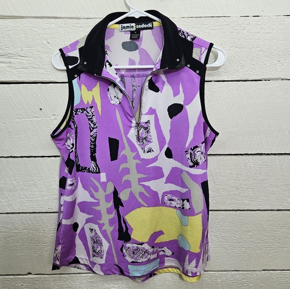 jamie sadock Tops - Jamie Sadok Golf Activewear 1/4 Zip Sleeveless Top Sz Medium